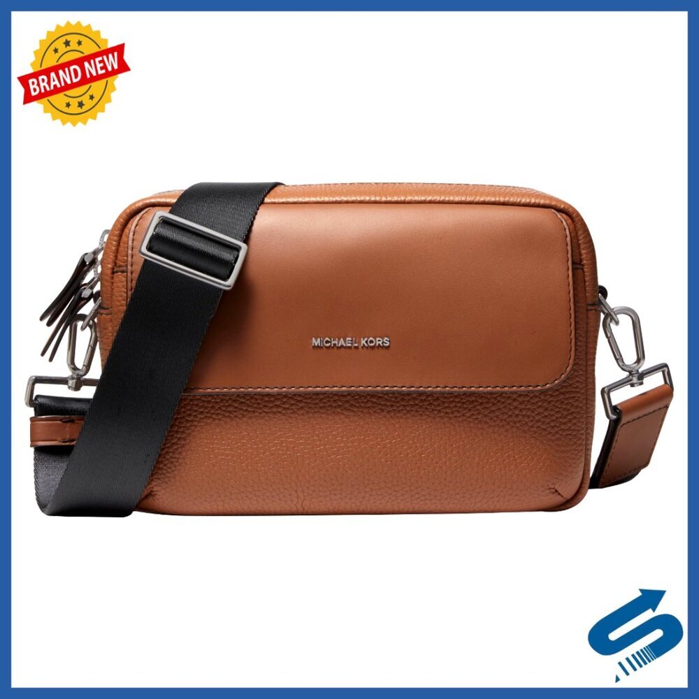 Pebbled Leather Crossbody Bag with Multiple Pockets, Adjustable Strap